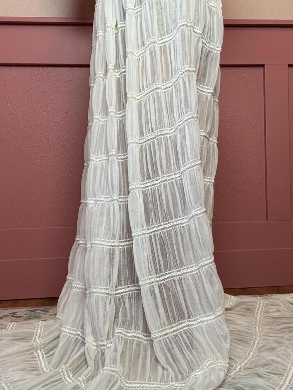 ruffle mesh tiered maxi skirt dress handmade fairy bridal coquette